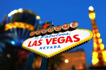 Gordijnen Welcome to Fabulous Las Vegas Sign © somchaij