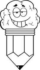 Outlined Clever Pencil Cartoon Character