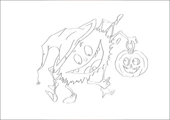 contour of  spider and pumpkin celebrating the Halloween