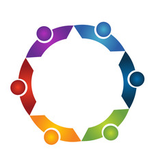 Teamwork people in a hug logo vector