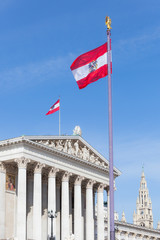 Fototapeta na wymiar Parliament Building Exterior in Wien