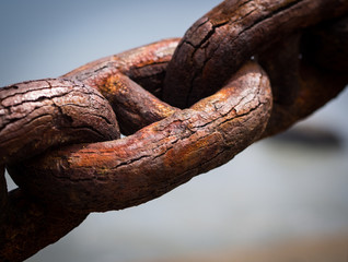 Rusty chain at Alcatraz by the San Francisco Harbor