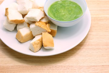 piece of bread with yummy thai custard