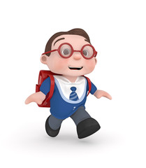 running cute schoolboy