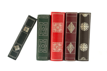 stack of Old books isolated on white