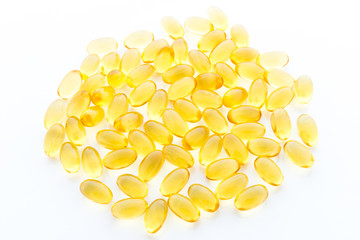 Cod liver oil omega 3 gel capsules isolated