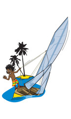 Summer sailing tropical cartoon illustration - 54644308