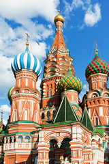 Fototapeta na wymiar towers of Saint Basil cathedral in Moscow
