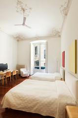 beautiful interior of hotel room, view bedroom