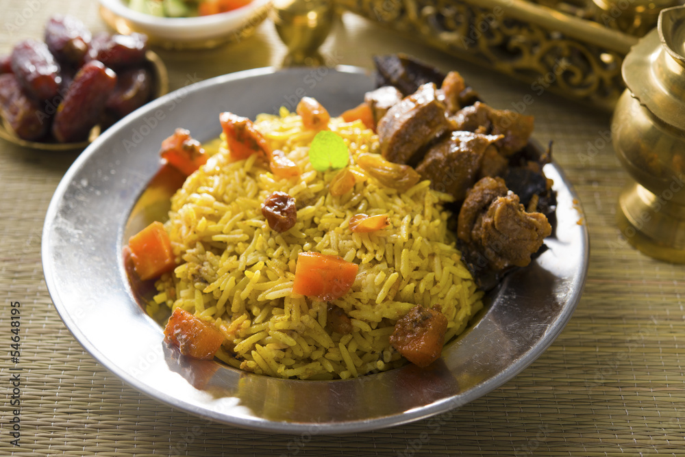 Sticker arab rice with lamb popular ramadan food