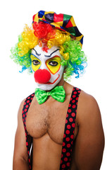 Funny clown isolated on white