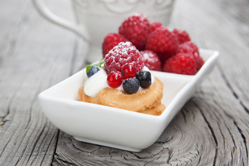Raspberries dessert