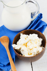 Dairy products - cottage cheese, milk.