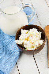 Dairy products - cottage cheese, milk.
