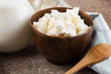 Dairy products - cottage cheese, milk.