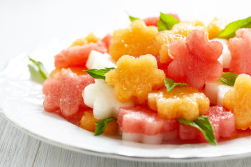 Fruit salad with watermelon and melon