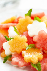 Fruit salad with watermelon and melon