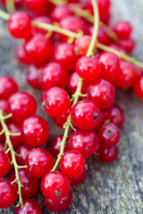 red currant on wooden background