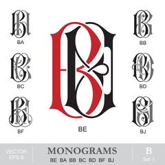 Vintage Monograms BE BA BB BC BD BF BJ