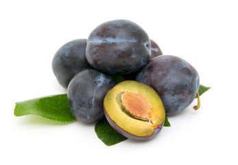 plums isolated on white background