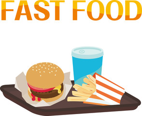 ファーストフードのハンバーガーとフライドポテト