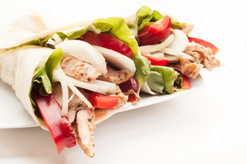 Tortilla wraps with meat and vegetables