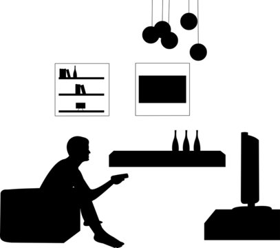 Man watching tv in living room
