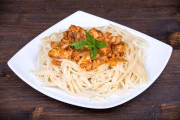 Fototapeta na wymiar Spaghetti and meat