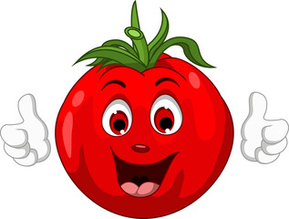 Cute Tomato Cartoon Character Thumbs up