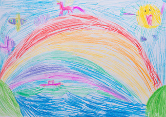 Naklejka premium abstraction child's drawing pencil