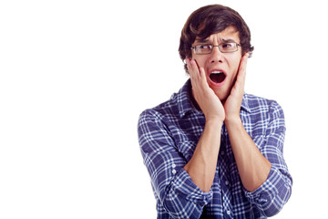 Fototapeta premium Shocked guy looking aside