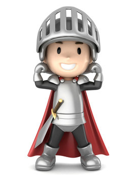 3d Render Of A Cute Knight Boy