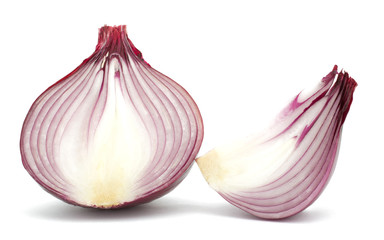 Red onion and isolated on white background