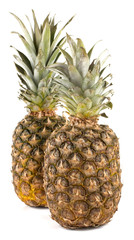 Obraz premium Juicy pineapple with slices isolated on white background