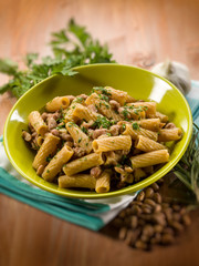 pasta and beans, selective focus