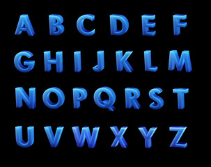Blue 3D Alphabet