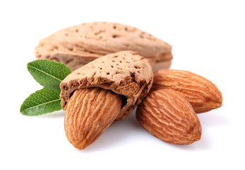 Almonds with leaf