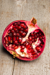 Pomegranate on wood