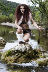 beautiful young strong hunter warrior woman