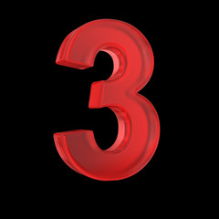 Fototapeta premium Number three- red isolated with clipping path