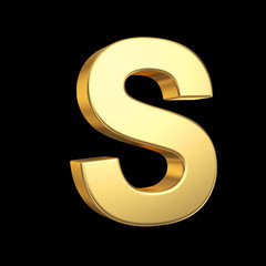 3D golden letter isolated with clipping path on white