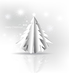 Christmas background with Paper Christmas tree, vector illustrat