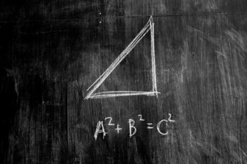 The Pythagorean theorem on a blackboard - obrazy, fototapety, plakaty