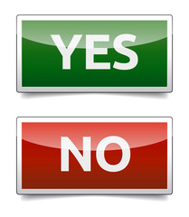 YES - NO color board with shadow on white background.