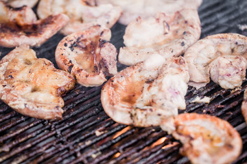 Pork grilled on charcoal
