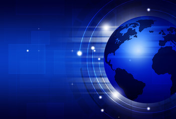Fototapeta na wymiar Global Technology Blue Business Background