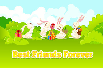 vector illustration of rabbit on Happy Friendship Day