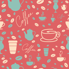 Vector Illustration of a Seamless Coffee Background