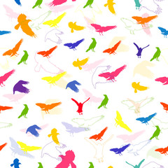 Seamless Vector Pattern with Colorful Birds
