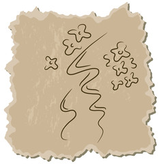 Vector vine and flowers on a brown cardboard background